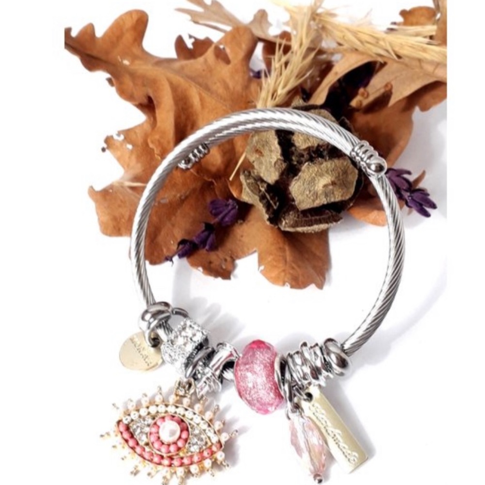 Eye Charm Steel Pandora Bracelet - Picture 2 of 3